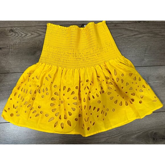 Thakoon Yellow Smocked Eyelet Mini Skirt NWT 2 - Picture 4 of 10